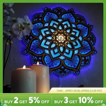 Новый ночник для йоги Mandala Yoga Room, креативная атмосфера, светодиодная форма лотоса Chocolate