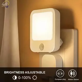 Новый ночник с датчиком движения и подсветкой EU Plug Lamps детский ночник беспроводной ночник прикроватный столик спальня A-warm white light