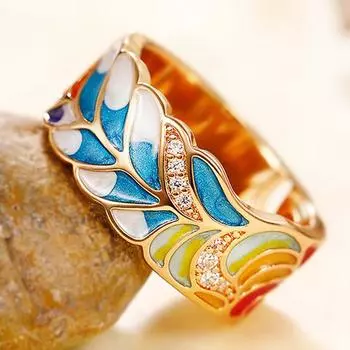 Новый новый дизайн, цветная эмаль, женские кольца для вечеринки, эстетический узор, роскошные кольца золотого цвета, необычный подарок, модные украшения 10