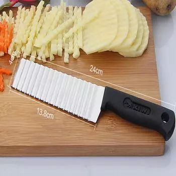Новый нож из нержавеющей стали для нарезки картофеля фри, теста, овощей, фруктов, волнистый нож для нарезки картофеля, измельчитель, машина для приготовления картофеля фри синий