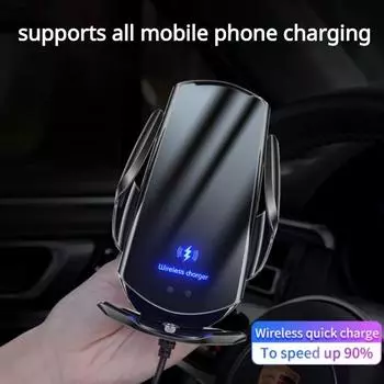 Новый обновленный автомобильный держатель для мобильного телефона 15 Вт с беспроводной зарядкой, портативный автомобильный держатель, кронштейн для мобильного телефона, подставка для автомобильного устройства синий