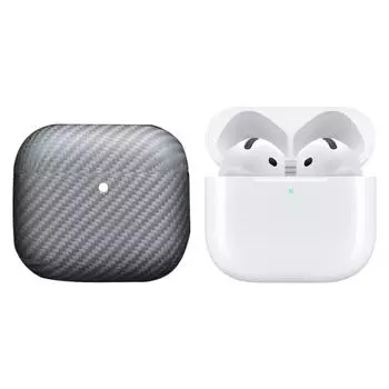 Новый обновленный чехол для наушников Apple AirPods 4, волокно для наушников, материал корпуса Aramid C E7R4 Black 600D-1 pcs