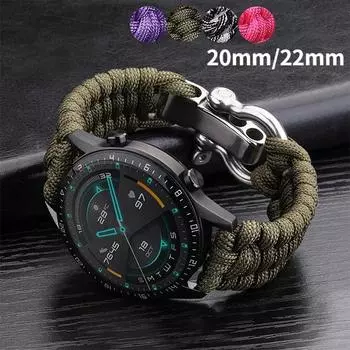 Новый обновленный нейлоновый ремешок для часов с регулируемой пряжкой 22 мм/20 мм 20mm прохладный черный