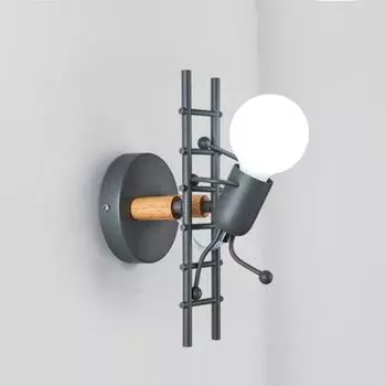 Новый очаровательный настенный светильник в виде мультяшного человечка-спички - уникальная креативная декоративная лампа для детской комнаты, спальни, кухни, д Without bulb