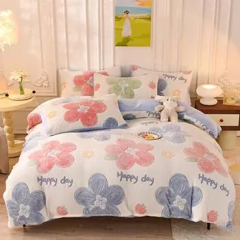 Новый односпальный пододеяльник из молочного флиса с рисунком снежинки на осень/зиму, пододеяльник из флиса и утолщенного теплого постельного белья Only 2 pillowcases