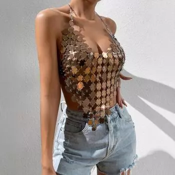 Новый однотонный акриловый сексуальный жилет-слинг one size fits all коричневый