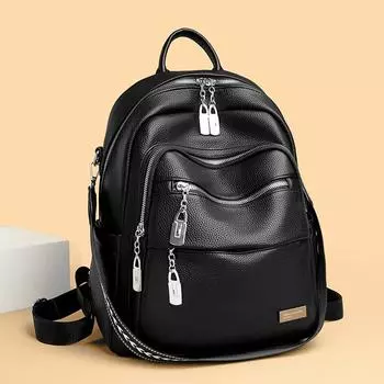 Новый однотонный мягкий кожаный рюкзак большой емкости, модная легкая многоцелевая женская сумка, повседневная сумка через плечо