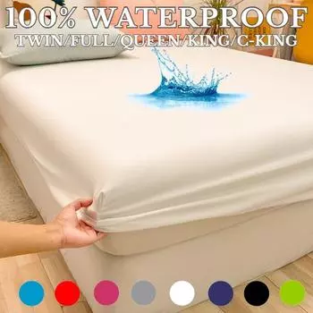 Новый однотонный наматрасник для кровати, 100% водонепроницаемая защитная накладка для матраса, простыня, разделенное водяным постельным бельем, с эластичным мульти-размером, без наволочки Sheet 80X200x30cm серый