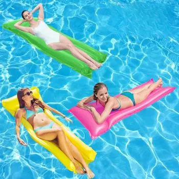 Новый однотонный плавающий ряд, утолщенный ПВХ, водный шезлонг, плавающий ряд, плавающая кровать, складной надувной гамак 56*24CM