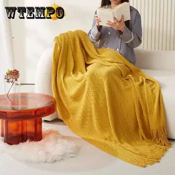 Новый однотонный полосатый вязаный диван-полотенце, тканевый чехол, одеяло, простая модная диванная подушка, все включено, пылезащитный чехол для дивана 127*172cm