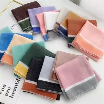 Новый однотонный шарф для женщин на весну и осень, универсальный ремешок на запястье, повязка на голову, модное украшение, защита шеи для студентов, небольшой шарф 58*58cm