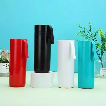 Новый однотонный стакан в деловом стиле из нержавеющей стали, термос с принтом логотипа, офисные подарочные чашки. 401-500ml белый
