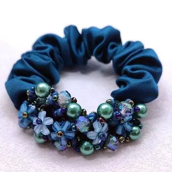 Новый однотонный тканевый крафт, хрустальная резинка для волос «Большой кишечник», шелковая пряжа, головной убор с цветком, эластичная резинка, аксессуары для волос