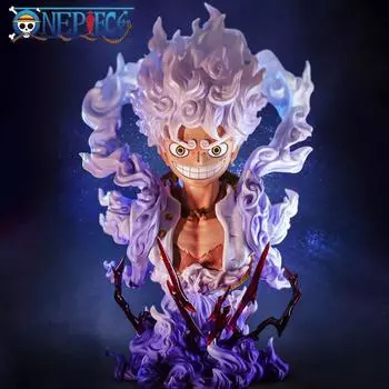 Новый One Piece Аниме Фигура Солнце Бог Nika Gear 5 Луффи Статуэтка Бюст Статуя ПВХ Модель Кукла Игрушки 17cm белый