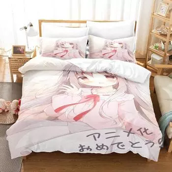 Новый Онимай Теперь я твоя сестра! Комплект постельного белья односпальный двуспальный двуспальный двуспальный комплект для взрослых и детей спальня пододеяльник наборы 3D аниме EU Twin 135x200cm