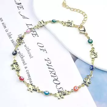 Новый онлайн-браслет на лодыжку в виде глаз слона, женская цепочка на щиколотку, простое украшение для ног. белый