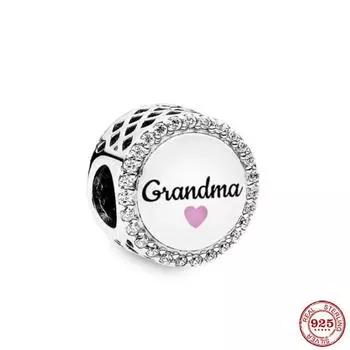 Новый оригинальный европейский Бабушка с розовым сердцем круглый сделай сам бусина шарм подходит европейские модные подвески браслет браслеты сделай сам ювелирные изделия P178