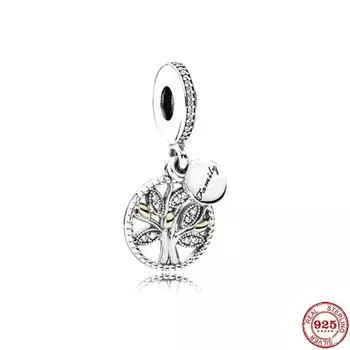 Новый оригинальный серебряный цвет Генеалогическое древо Diy из бисера Подвеска подходит для европейской моды Подвески Браслет Ювелирные изделия Diy P026-Y