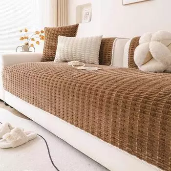 Новый осенне-зимний чехол для дивана, противоскользящий, современный, однотонная, геометрическая, плюшевая подушка, универсальный, утолщенный чехол для дивана 30x50cm pillowcase темно-серого