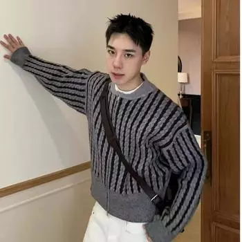 Новый осенне-зимний кардиган с контрастной полоской на молнии для мужчин и женщин, повседневные универсальные топы в корейском стиле M