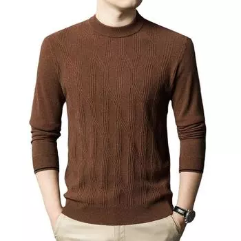 Новый осенне-зимний кашемировый свитер мужской жаккардовый круглый вырез утолщенный однотонный шерстяной свитер S