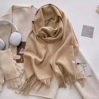 Новый осенне-зимний модный кашемировый однотонный шарф для мужчин и женщин, теплый утолщенный шейный платок, шарфы с кисточками Bufanda