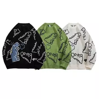 Новый осенне-зимний модный уличный свитер с круглым вырезом и принтом в стиле хип-хоп, свободный универсальный свитер для мужчин XL чёрный