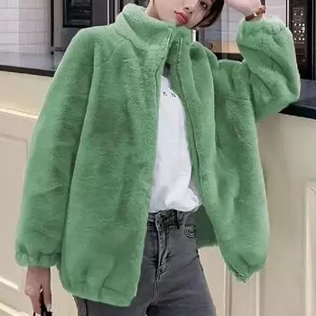 Новый осенне-зимний модный утолщенный кардиган на молнии, толстовка для улицы, свободная повседневная теплая куртка M зелёный