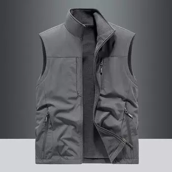 Новый осенне-зимний мужской флисовый жилет для отдыха на природе, двухсторонний жилет с утолщенным бархатом, противоударная защита M