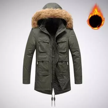 Новый осенне-зимний мужской хлопковый кардиган средней длины, модное городское хлопковое пальто с капюшоном и воротником-стойкой L