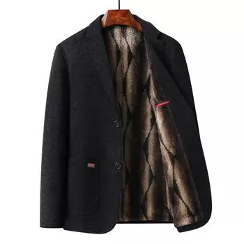 Новый осенне-зимний мужской повседневный костюм Chernel с теплой подкладкой из золотого бархата, облегающий костюм M