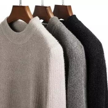 Новый осенне-зимний мужской свитер с длинными рукавами из синели и круглым вырезом, толстый трикотажный свитер, свободная повседневная рубашка для мужчин M