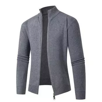 Новый осенне-зимний мужской свитер с воротником-стойкой, на молнии, кардиган, утолщенный мужской свитер-куртка M