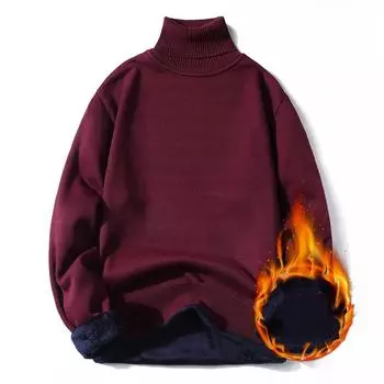 Новый осенне-зимний мужской теплый свитер с высоким воротом, молодежный корейский стиль, модный однотонный свободный свитер с двумя лацканами, большой размер M красное дерево