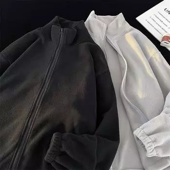 Новый осенне-зимний мужской тренчкот с двухсторонним флисовым утеплителем и однотонной толстовкой с длинными рукавами M серый