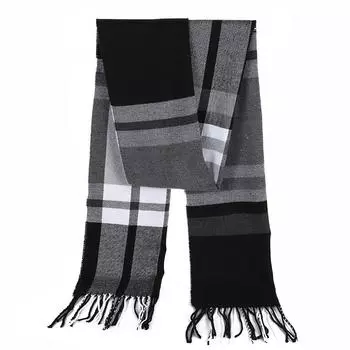 Новый осенне-зимний мужской универсальный модный трендовый шарф с кисточками для тепла, однотонный, плотная шерсть, хорошее качество, высокая экономическая эффективность 190*32cm чистый белый