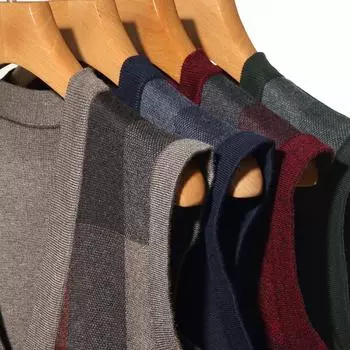 Новый осенне-зимний мужской вязаный кардиган, жилет среднего и пожилого возраста, осенне-зимний повседневный жилет с v-образным вырезом, свободная версия шерстяного жилета M