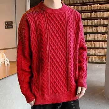 Новый осенне-зимний мужской вязаный свитер-пуловер свободного кроя в повседневном стиле для молодежи, дизайнерские свитера для мужчин M хаки