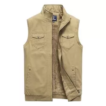 Новый осенне-зимний повседневный жилет из бархата для мужчин, зеленый, большого размера, повседневный теплый кардиган, воротник-стойка, жилет XL