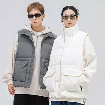 Новый осенне-зимний рабочий жилет, мужская куртка, пуховик, жилет без рукавов, модное брендовое парное хлопковое пальто S