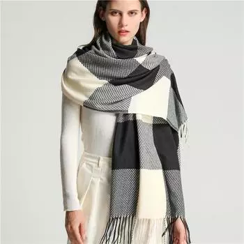 Новый осенне-зимний шарф, имитирующий кашемировую клетку, универсальная шаль с кисточками для мужчин и женщин, повседневный шарф с цветными блоками 200*65cm