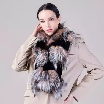 Новый осенне-зимний шарф из лисьего меха с шерстью кролика Рекс с двухсторонним плетением, теплый воротник из натуральной шерсти для женщин из Кореи 135cm*16cm