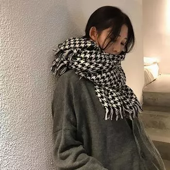 Новый осенне-зимний шарф-сетка «Тысяча птиц» для женщин в корейском стиле, утолщенный, теплый и универсальный, вязаный в сетку C