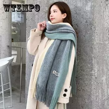 Новый осенне-зимний шарф, женский британский кашемировый шарф с щетиной, шаль, толстый шарф двойного назначения для пар