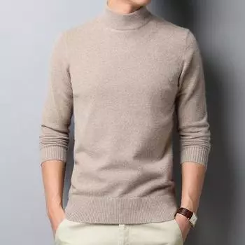 Новый осенне-зимний свитер с воротником-стойкой для мужчин, однотонные пуловеры, мужская трикотажная одежда с полуводолазкой, модный бренд, повседневная мужская одежда M темно-серого