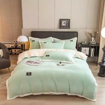 Новый осенне-зимний утолщенный теплый молочный бархатный комплект из четырех предметов, зимний однотонный молочный бархатный комплект из четырех предметов, постельное белье, пододеяльник 1.8m bed sheet model-4pcs