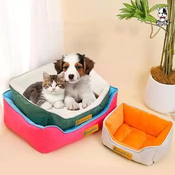 Новый осенне-зимний утолщенный теплый рождественский домик для животных, мягкий и удобный для кошек и собак, универсальный, модный, простой, для домашних животных S зелёный