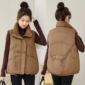 Новый осенне-зимний женский модный жилет из хлопка, свободный и универсальный жилет из хлопка для верхней одежды L