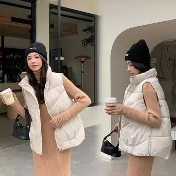 Новый осенне-зимний женский модный жилет из хлопка, свободный и универсальный жилет из хлопка для верхней одежды M