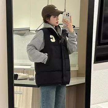 Новый осенне-зимний женский модный жилет из хлопка, свободный и универсальный жилет из хлопка для верхней одежды S